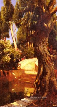  árabe - La escalera bajo los árboles Pintor árabe Rudolf Ernst